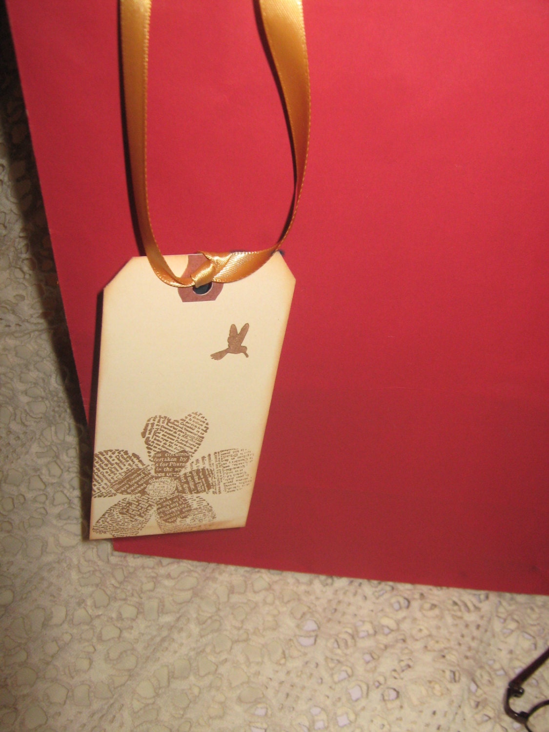 Hand Stamped  Vintage Flower Gift Tags, Wish Tags, Hang Tags, Journal Tags, Party Favor