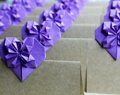 Set of 50 Standing Kraft Wedding Place Cards, Escort Cards Rustic Shabby Chic Origami Paper 3D Heart Tented Escort Cards Table Decoration