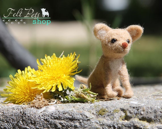 Chihuahua dog miniature, needle felted miniature chihuahua, natural wool dog, mini pet, pets portrait chihuahua