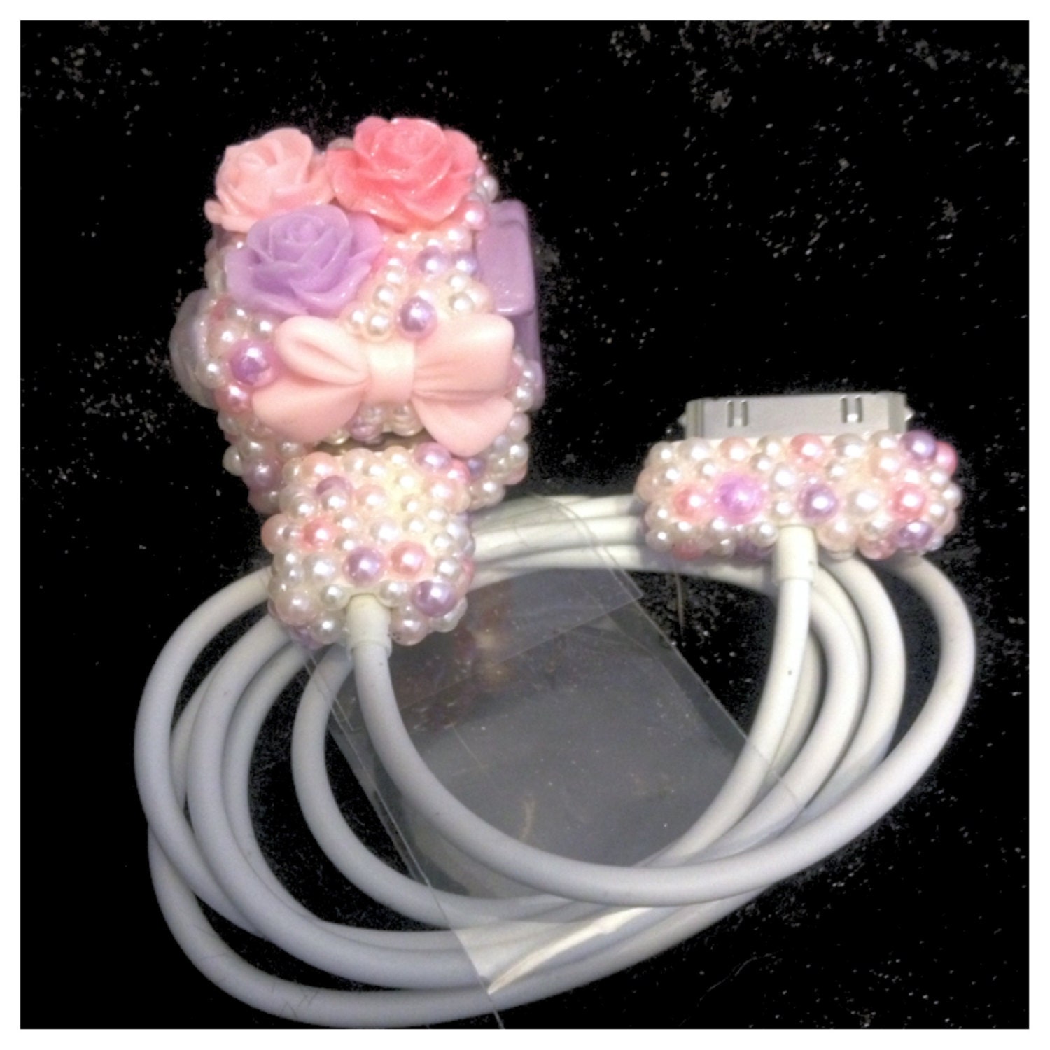 Cute Kawaii Girly Bling Pearl iPhone iPod Wall Charger