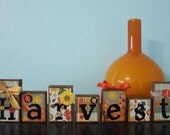 Harvest Wood Blocks -Thanksgiving Letter Blocks- Fall Decor
