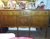 SALE 100.00 OFF Antique Mid-Century Modern Buffet Art Deco/Shabby Chic/Hand-painted furniture/le/distressed/country/farm/vintage/wood
