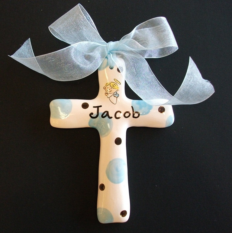 Custom Name Hand Painted Cross - Baptism, Christening or Shower Gift