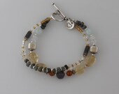 Multi gemstone, double stranded bracelet