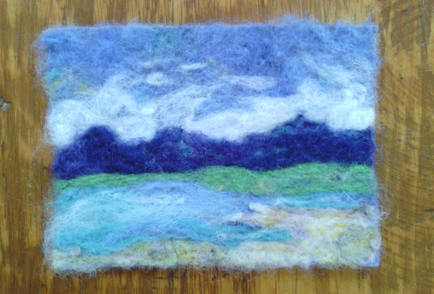 Felted Beach Fiber Art Painting