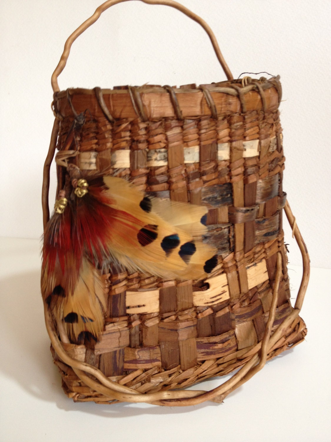 Handwoven Basket, Cedar Bark, Home Decor, OOAK, House Warming Gift