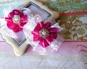 2 Pk-Embellished Handmade Satin Lace DIY flowers for hair accessories, pins, and other crafts