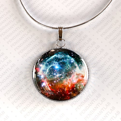 Thor's Helmet Nebula Pendant, Nebula Necklace, Space, Galaxy Necklace, Universe Necklace, Geek Pendant, Geek Jewelry, Multi Color Necklace