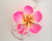 Aromatherapy Perfume Pendant Small Pink Flower Wire Wrapped Necklace