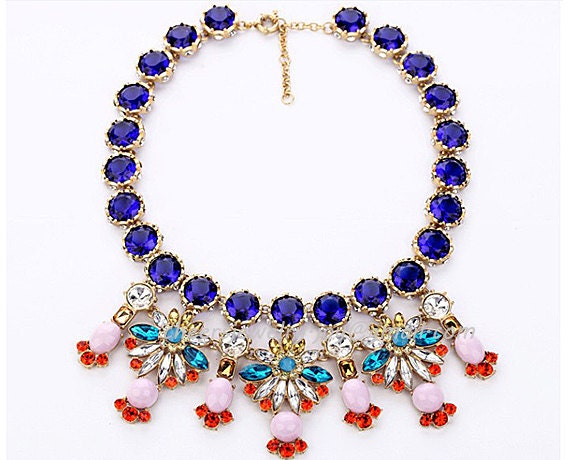 JCrew Style Necklace Crystal Bubble Bib Necklace Beadwork Necklace Statement Necklace Wedding/Party/Holiday Jewelry (CJ-N0011)