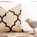 SPRING SALE Tan Pillow Cover. 16x16 inch. Brown Quatrefoil Cover. Pillows. Home Decor Accents. Accessories. Gold.  Stripes. Quatrefoil.