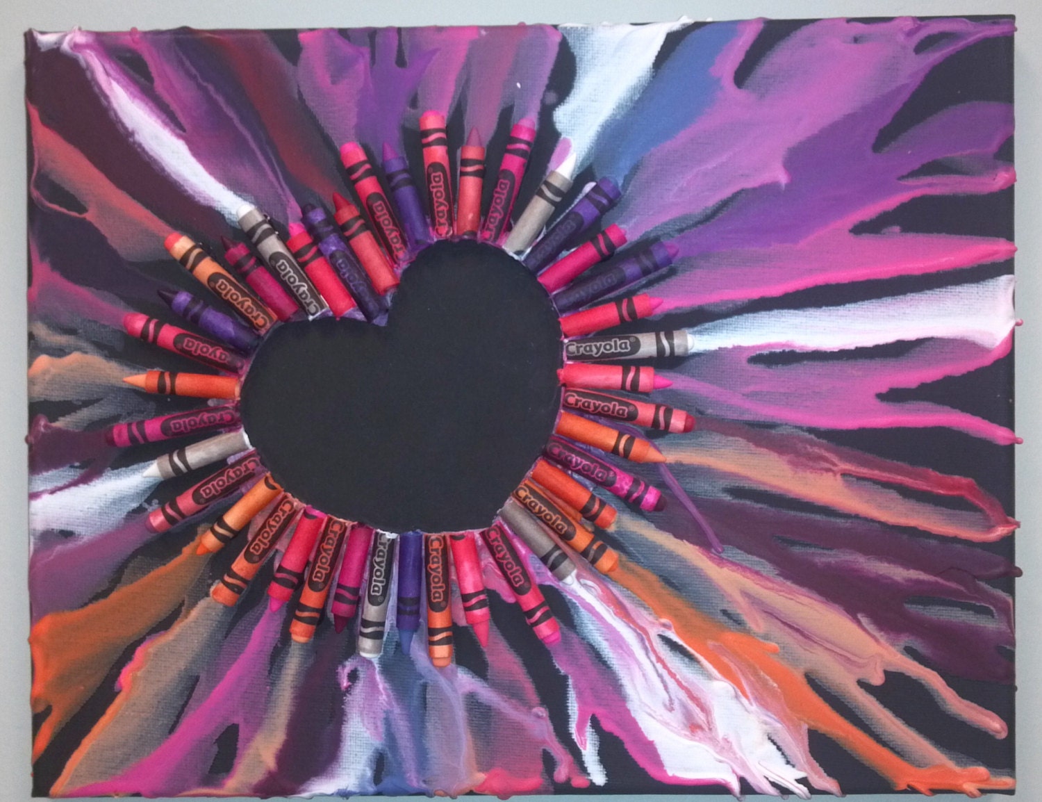 9x12 Custom Melted Crayon Heart