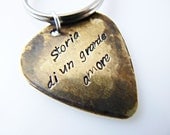 Customize Guitar Pick Keychain, Hand Stamped Key chain boyfriend, husband, friend gift, Custom Key Ring, Personalized BFF, Brass or Aluminum