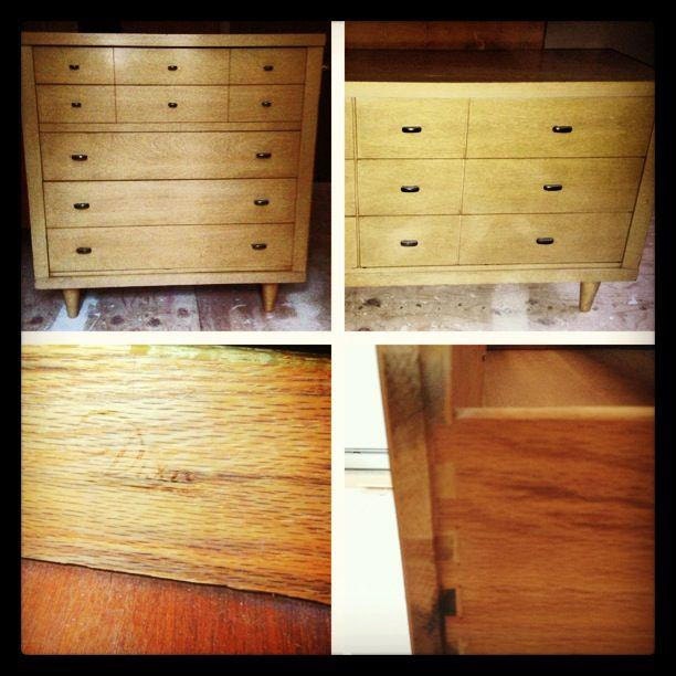 SOLD - Dixie Furniture - His & Hers Dresser set - Mid-Century Modern Pair of Dressers - 1960s Blonde Mahogany