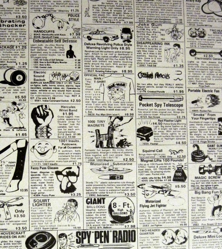 1980s Gags Magic Gifts & Novelty Toys images Eighties Pin-up 1982 Clipping Print Ad