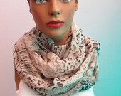 Leopard Print Silk Chiffon Infinity Scarf Shawl Circle Scarf, Loop Scarf ,Gift Neckwarmer Necklace scarf