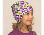 Girl spring hat cotton jersey fabric white with geometrical print