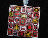 Large square mosaic pendant, mosaic jewelry, Mosaic murano milliefiori pendant, includes 20" silver filled adjustable chain, handmade,