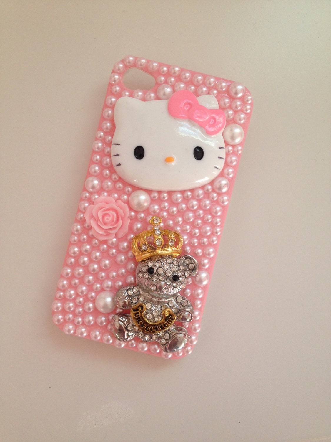 Pink Kitty & Juicy Sparkly Bling iPhone 4/4s Protective Cell Phone Case Cover