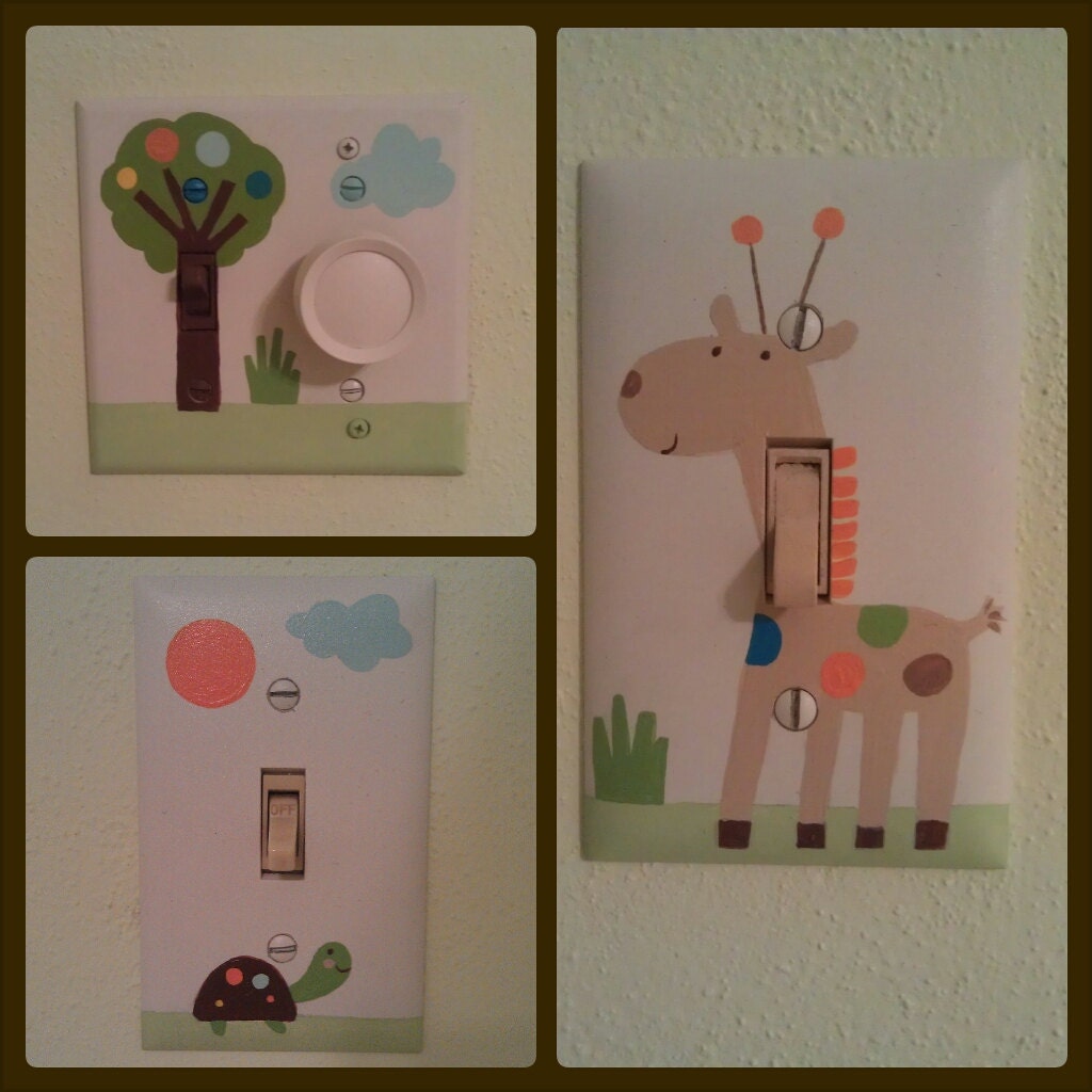 Made to Order hand painted nursery light switchplates