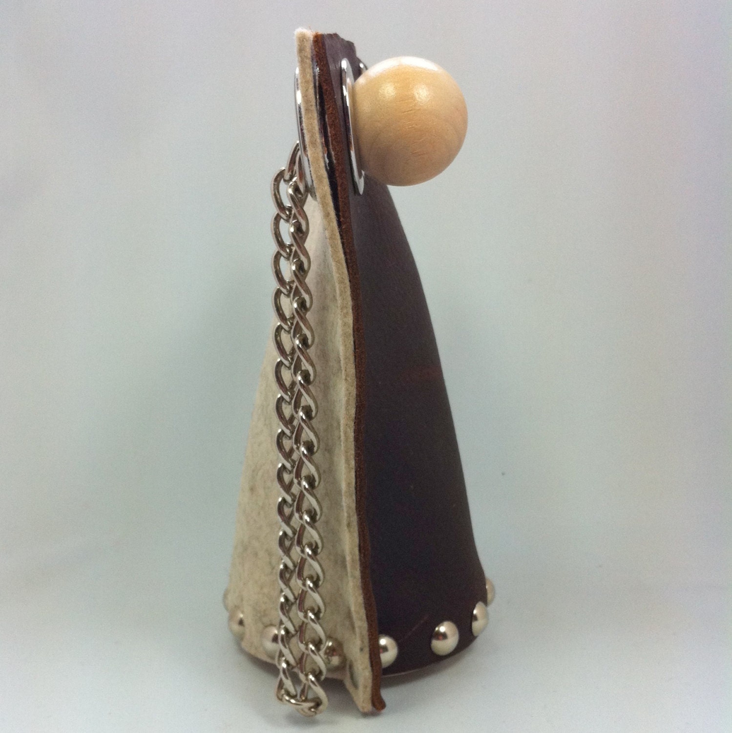 Model 8:17, 92, brown leather and sandstone 100% wool felt, wristlet, clutch FREE SHIPPING