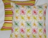 2  Decorative Throw Pillow Covers 20 x 20 -Same Fabric Both Sides:  Zippers,  Handmade, Green, Gold, Red, White, Yellow
