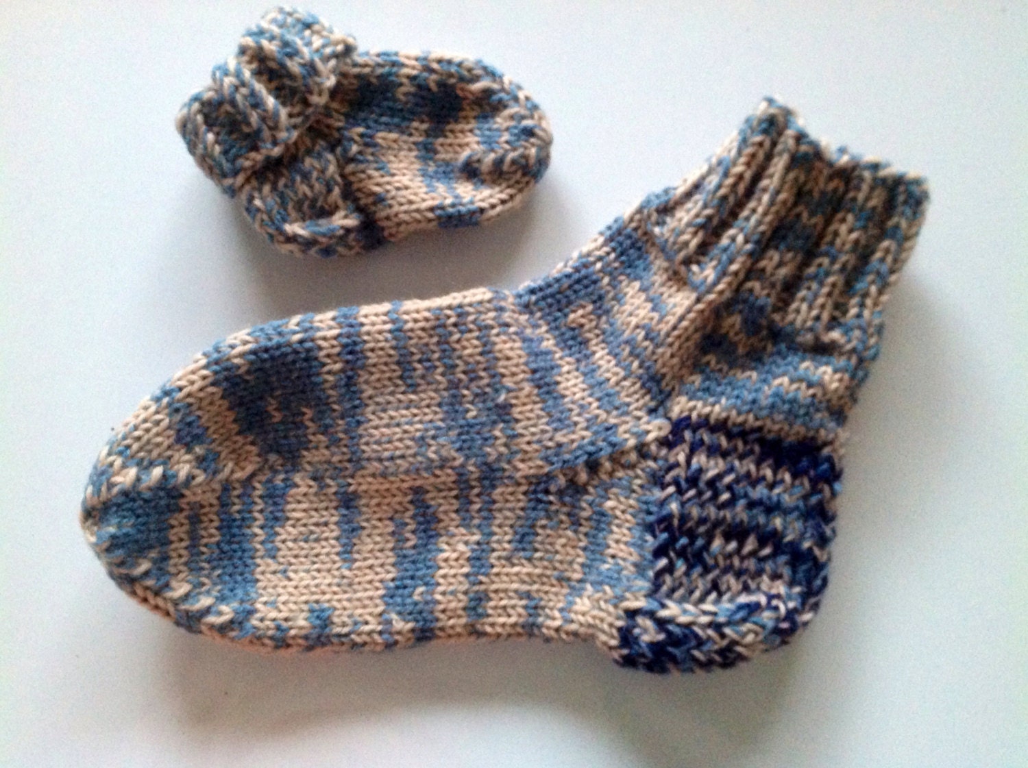 Knitted socks set (adult pair & baby pair) - soft wool