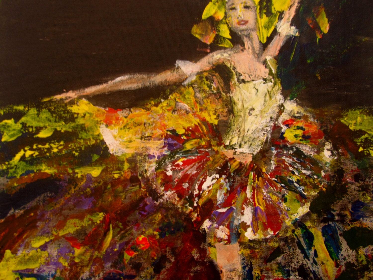 Ballerina painting - Original, impasto Abstract painting, Acrylic Hand Painted on Canvas. Dancing ballet girl