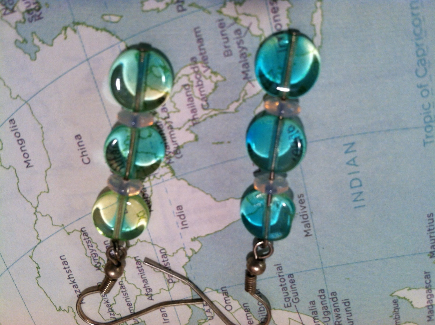 Iridescent Glass Dangle Earrings