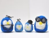 Small Needle Felted Penguin Family Decor
