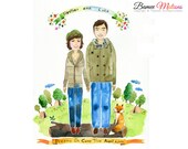 An original watercolor couple portrait , custom couple  portrait, custom portrait with nice background, custom illustration.
