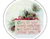 1.5 1 1/2   inch  DIGITAL DOWNLOAD new year  circle  no.  406 button badge pin  vintage  christmas xmas santa toy bag suit red presents