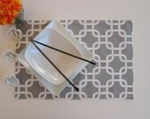 Reversible Set of 4 Placemats table Premier Prints Gotcha Twill Storm gray white designer fabric cotton place mats