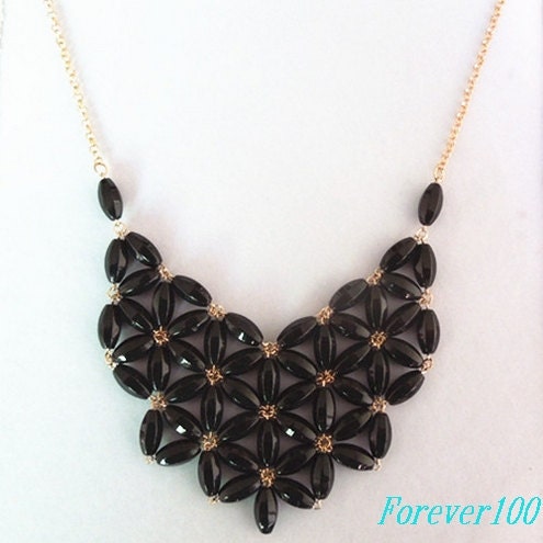 cute black resin necklace, fashion handmade bib Necklace/glitter Statement Bubble choker,bridesmaid gifts,unique Beaded  Jewelry torque