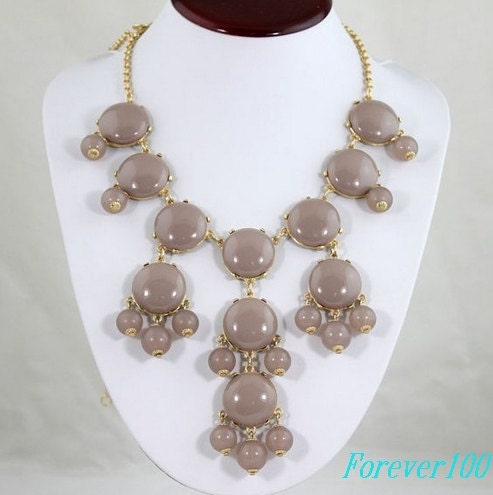 cute gray resin necklace, fashion handmade bib Necklace/glitter Statement Bubble choker,bridesmaid gifts,unique Beaded  Jewelry torque