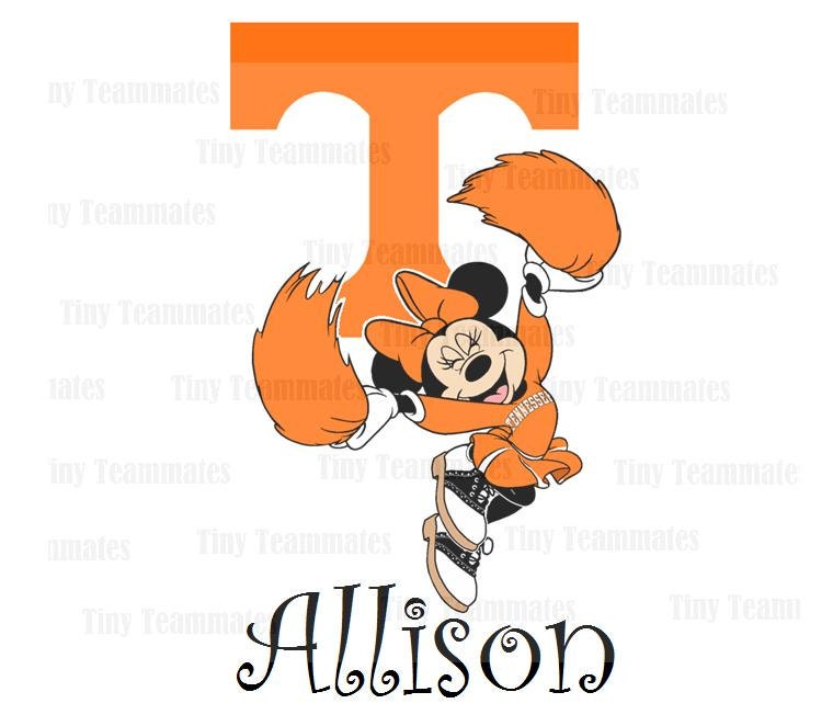 Minnie Inspired Cheerleader University of Tennessee Volunteers - DIY PRINTABLES - All Teams Available