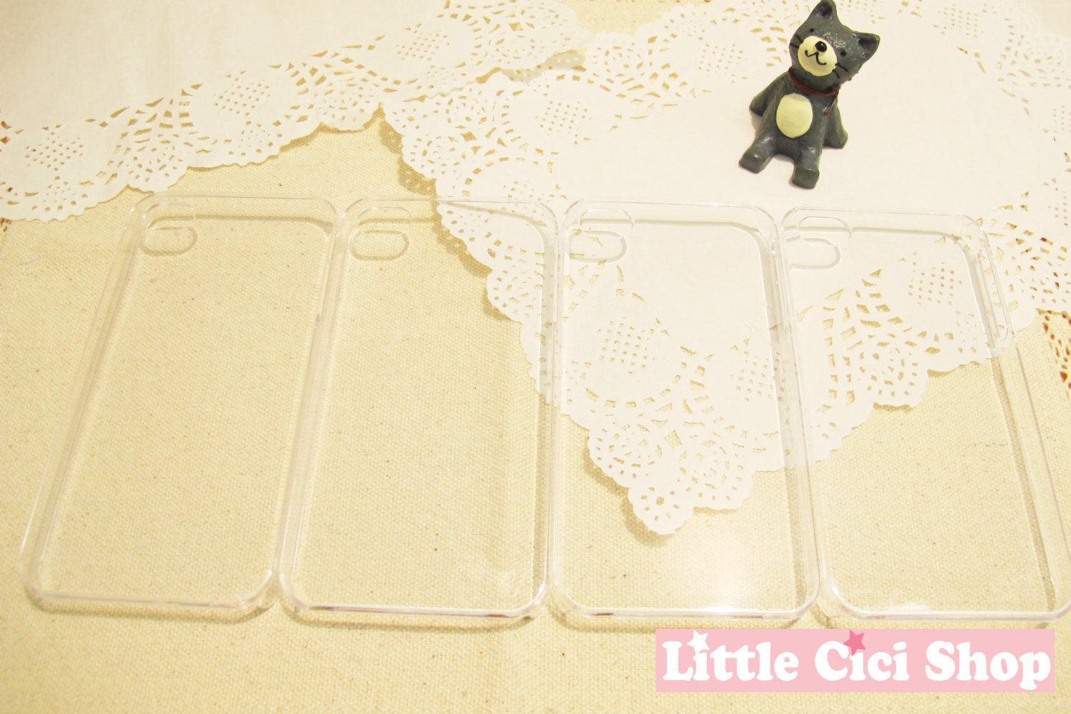 4pcs Set Transparent iPhone 4/ iPhone 4S Case for DIY - phone case deco, cell phone case diy, iphone case deco, Decoden