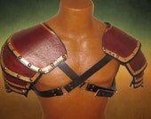 CLEARENCE Leather Spaulders Sholder Armor Red and Gold