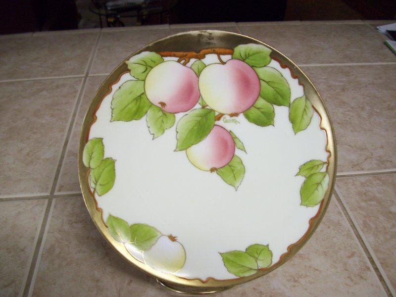 Bavaria Peach Plate, Signed "Carion", 1920s to 1940s