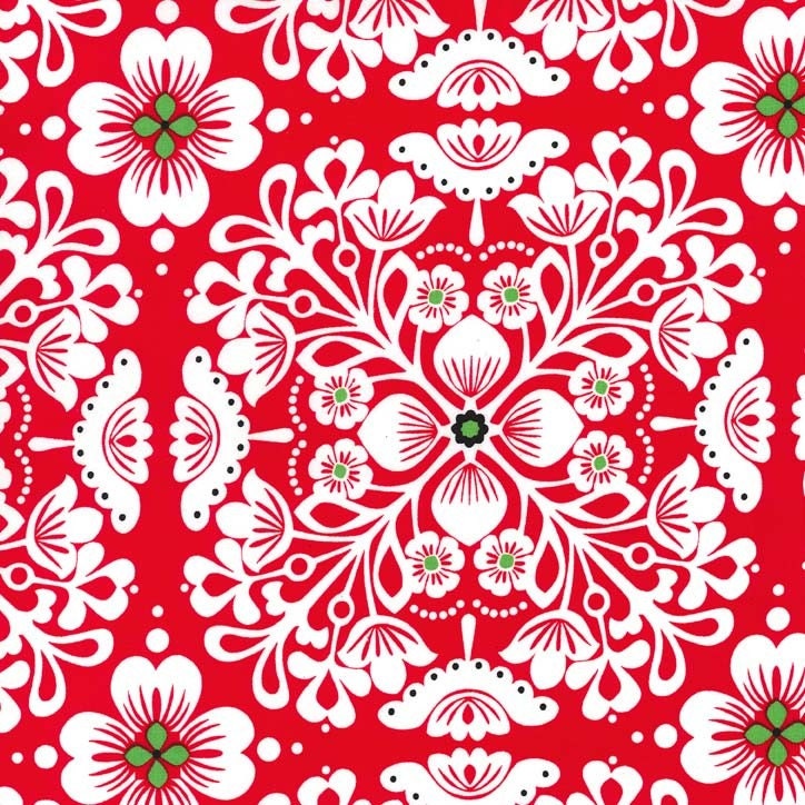 Michael Miller Christmas Fabric / Red and White Pippa / 1 Yard Cut