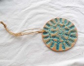 housewarming gift, home decor, Turquoise ornament, flower, ceramic, mariaelagood, Cottage Chic, Rustic