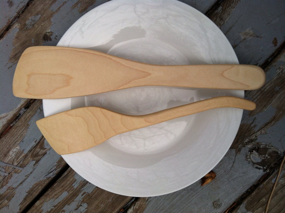 Wooden Spatulas Finished with Organic Olive Oil  and Beeswax