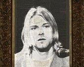 Kurt Cobain Portrait on Antique Dictionary Page, art print, Wall Decor, Wall Art Mixed Media Collage