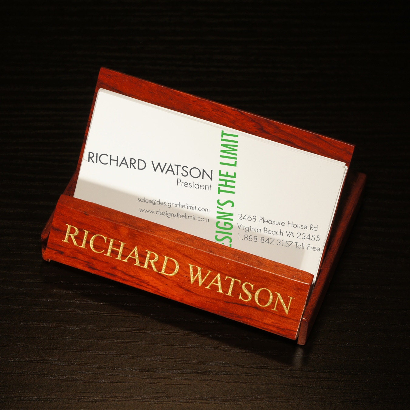 Folding Rosewood Business Card Holder