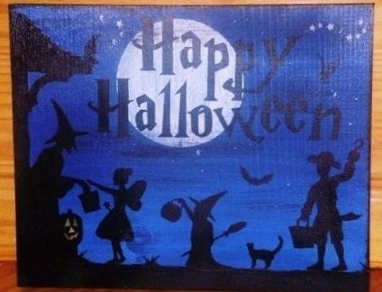 Halloween Signs Decorations Primitive Folk Art Witches Trick or Treat primitives happy halloween front porch country cats