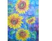Sunflowers...8 x 11  Print of Original oil.