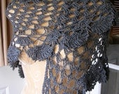 Lace Shawl In Charcoal Grey Organic Cotton
