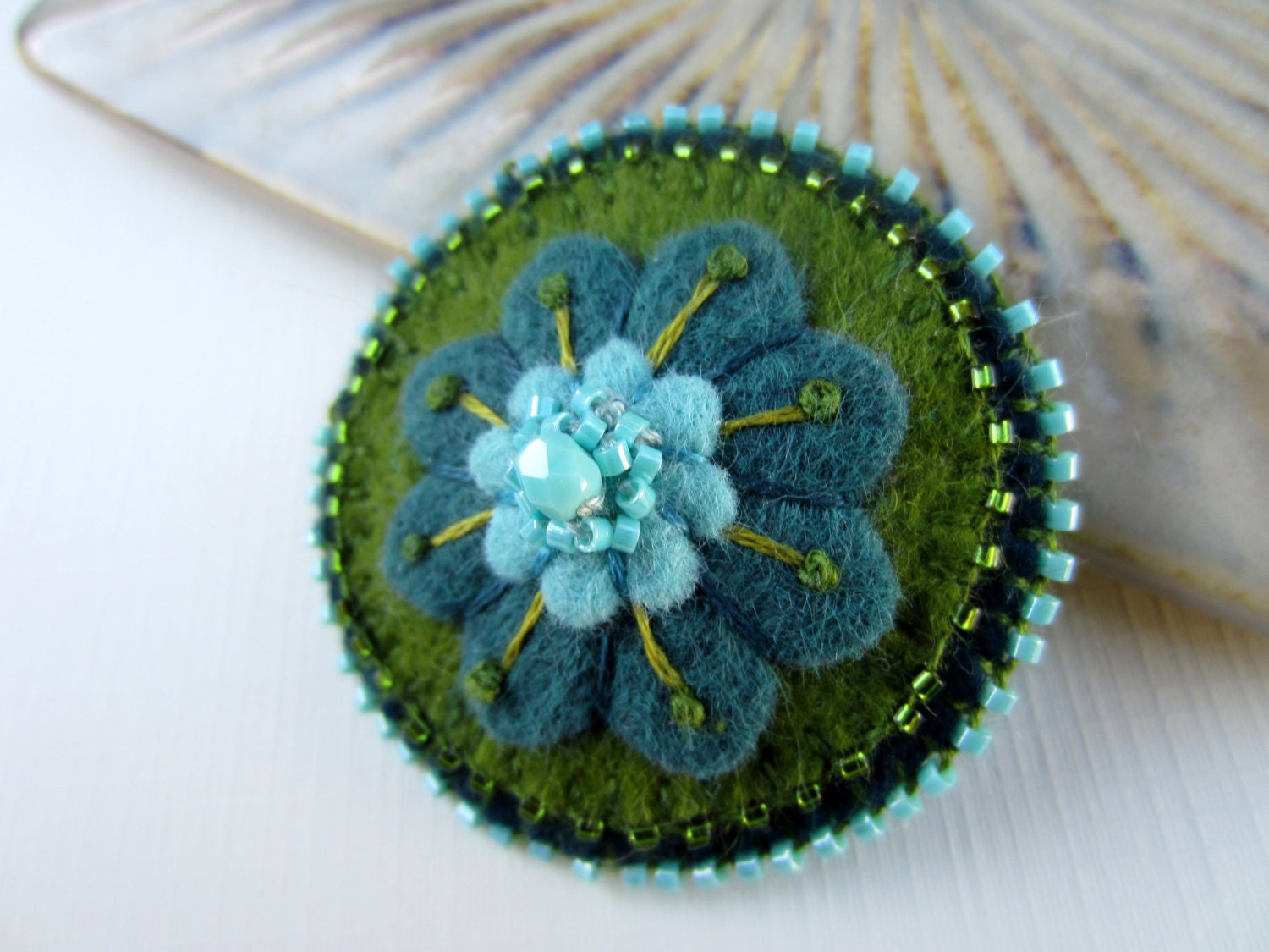 Eva Luna"" Felt Flower Brooch FREE US SHIPPING