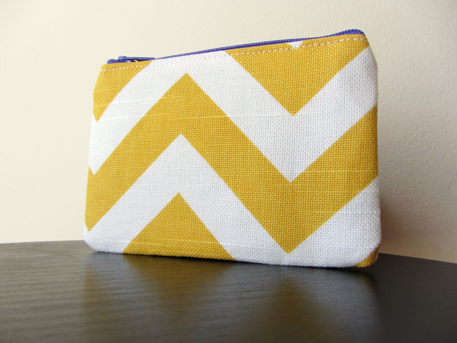 Mini Pouch - Purple and Yellow Gold Chevron