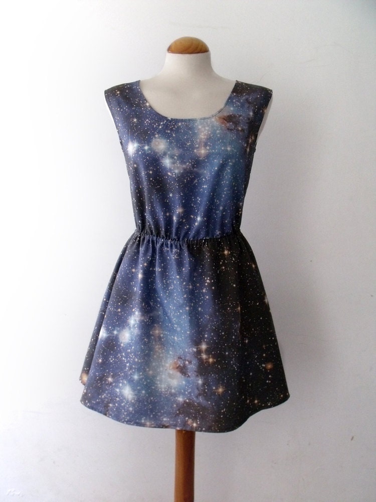 Galaxy dress cosmic nebula grunge dress blue grey